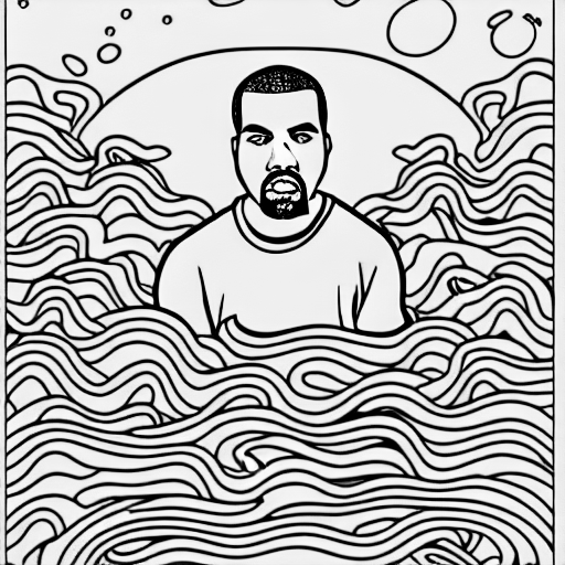 Coloring page of kanye west under the sea