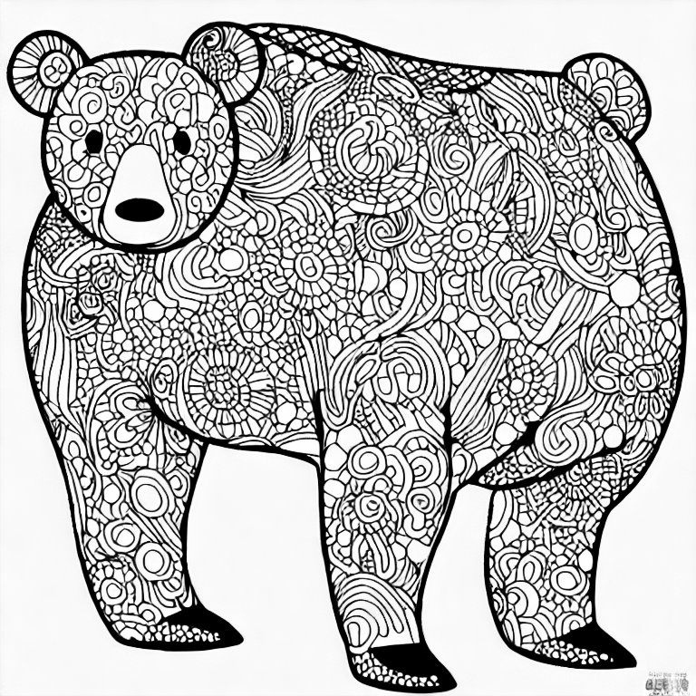Coloring page of kawaii animal bear