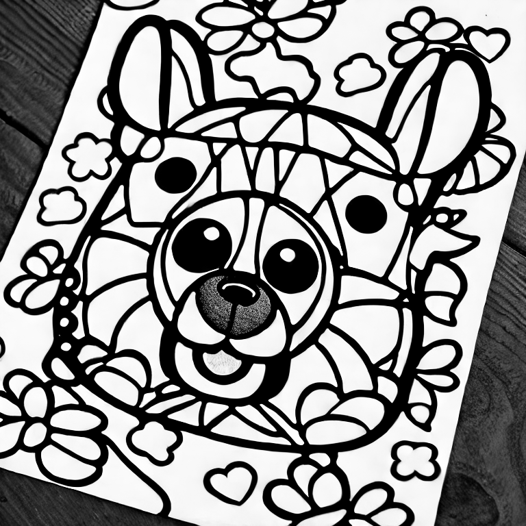Coloring page of kawaii dog