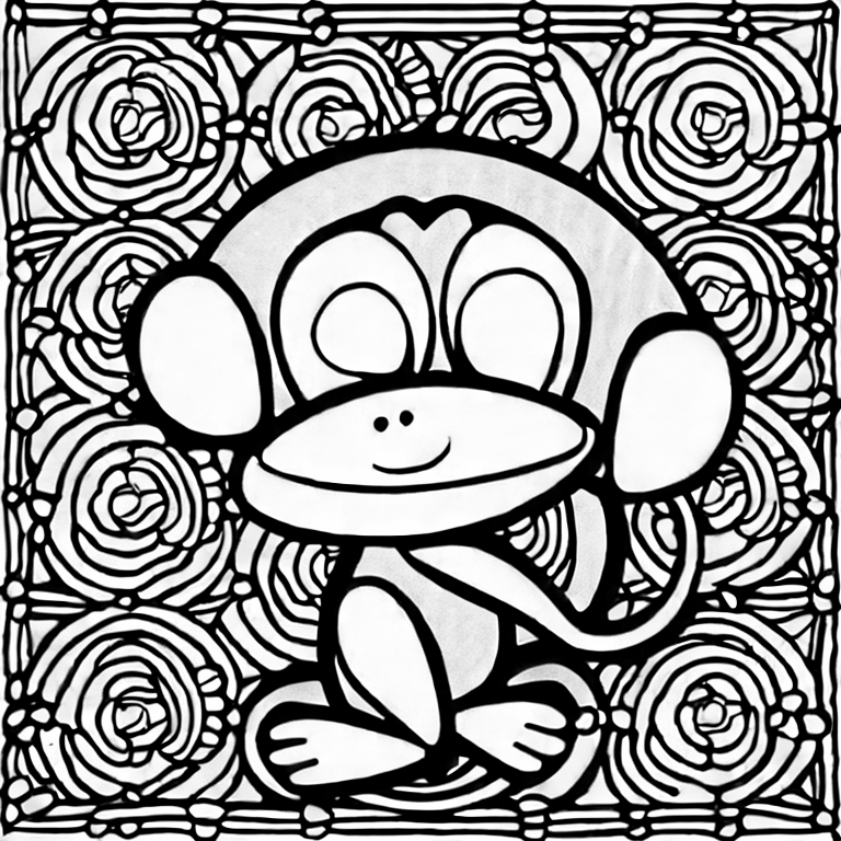 Coloring page of kid monkey