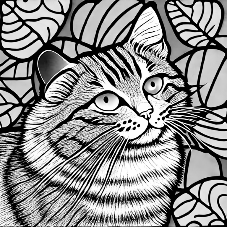 Coloring page of kitten