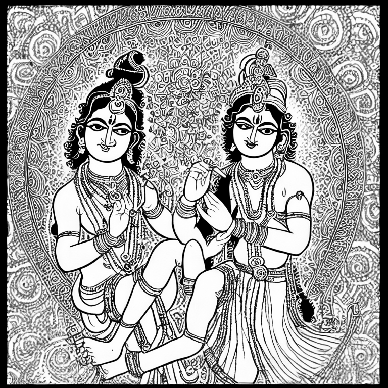 Coloring page of krishna