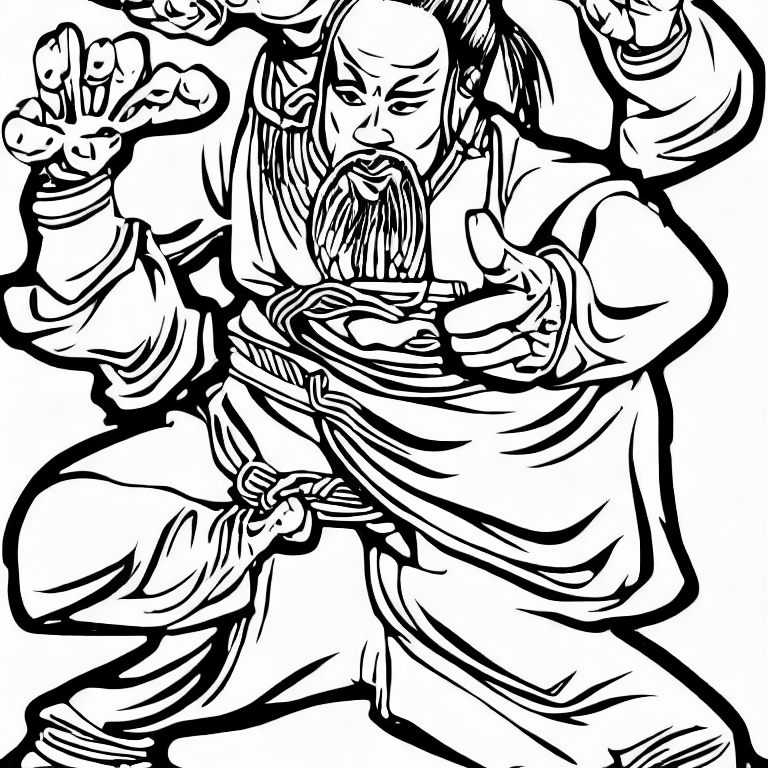 Coloring page of kung fu