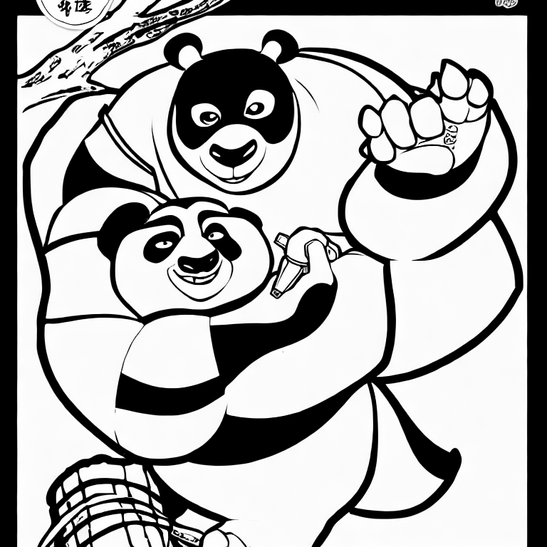 Coloring page of kungfu panda line drawing
