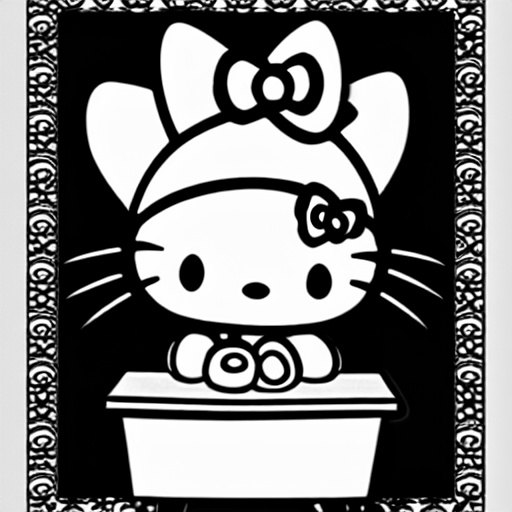 Coloring page of kuromi from hello kitty in a box