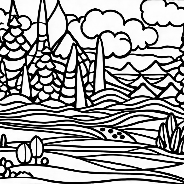 Coloring page of landscape