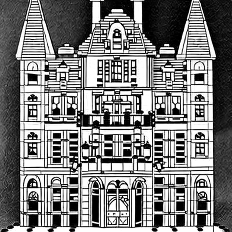 Coloring page of lego chateau