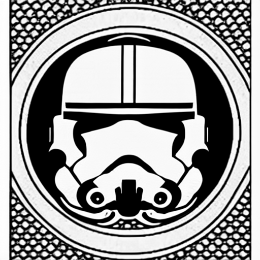 Coloring page of lego star wars on white background