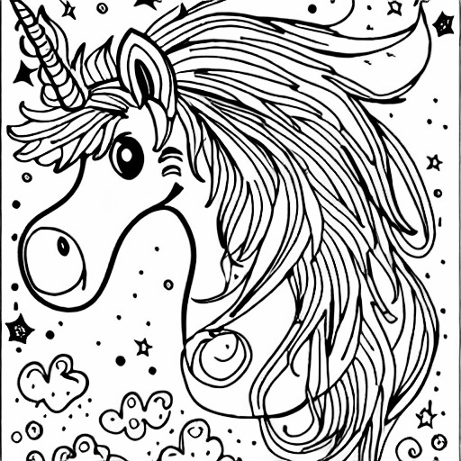 Coloring page of licorne with corne