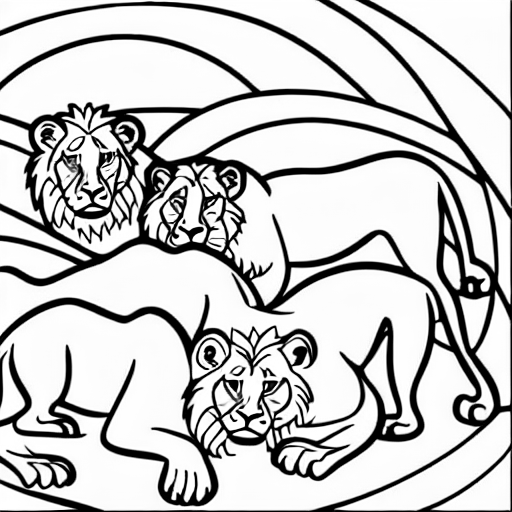 Coloring page of lions resting