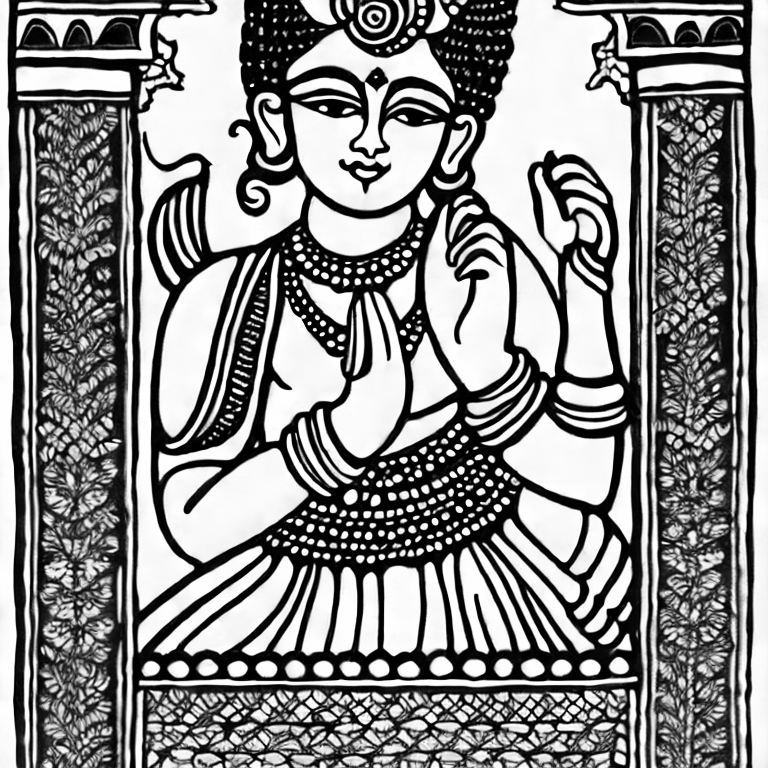 Coloring page of lord krishna