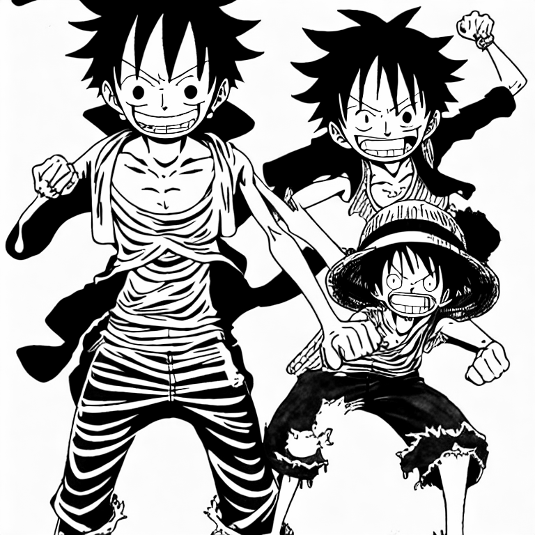 Coloring page of luffy from the anime one piece gear 5 joy boy