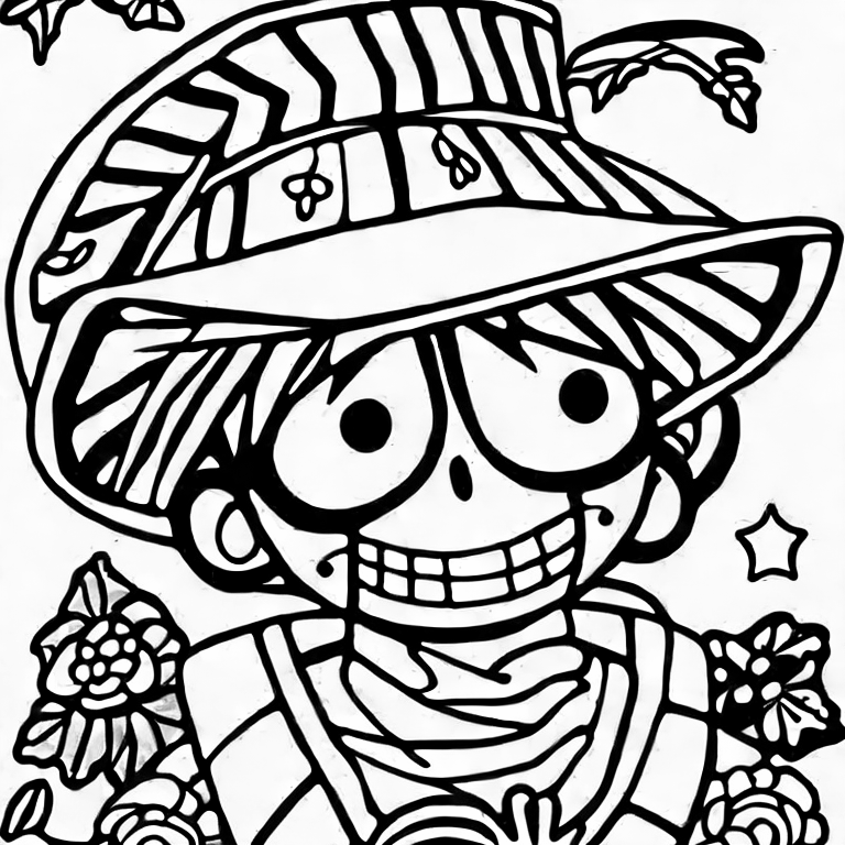 Coloring page of luffy one piece
