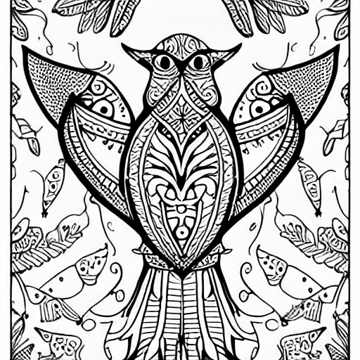 Coloring page of magical spirit bird