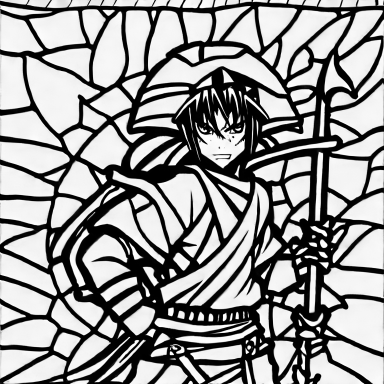 Coloring page of manga ninja warrior
