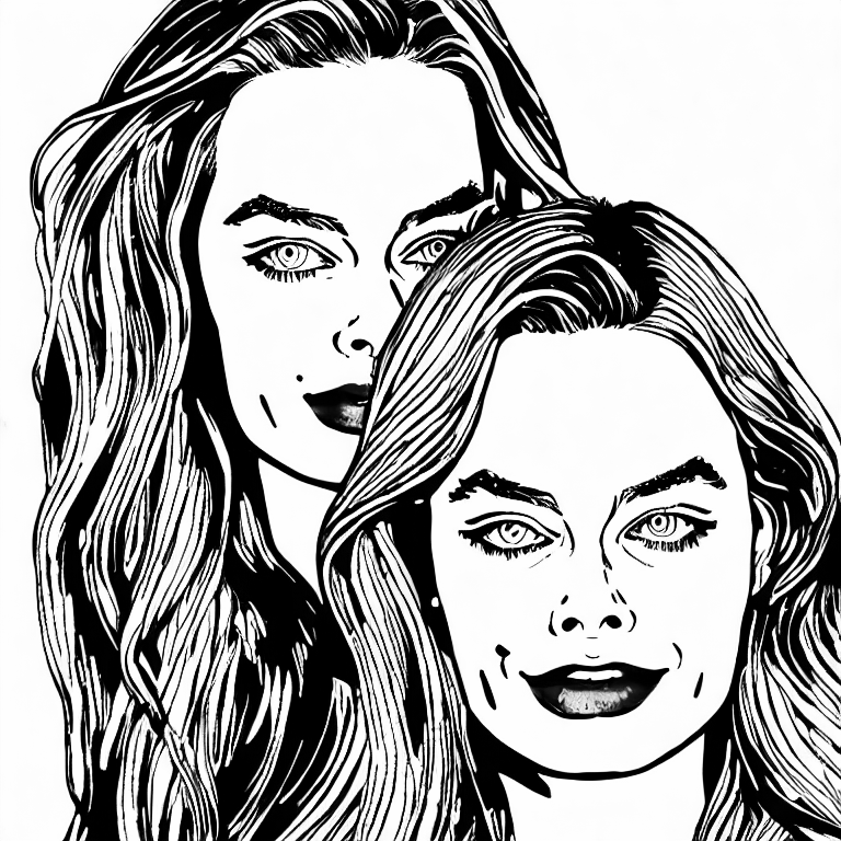 Coloring page of margot robbie