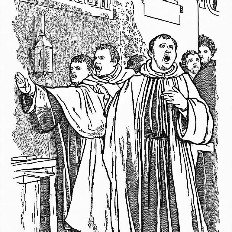 Coloring page of martin luther preaching