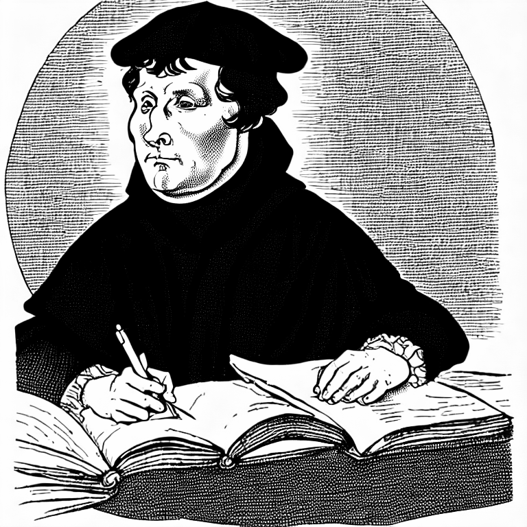 Coloring page of martin luther writing