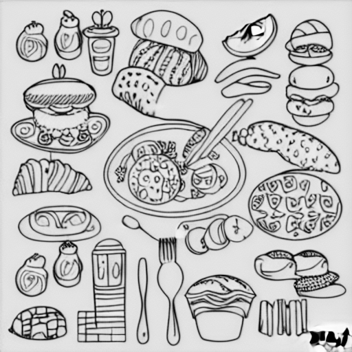 Coloring page of medivial food