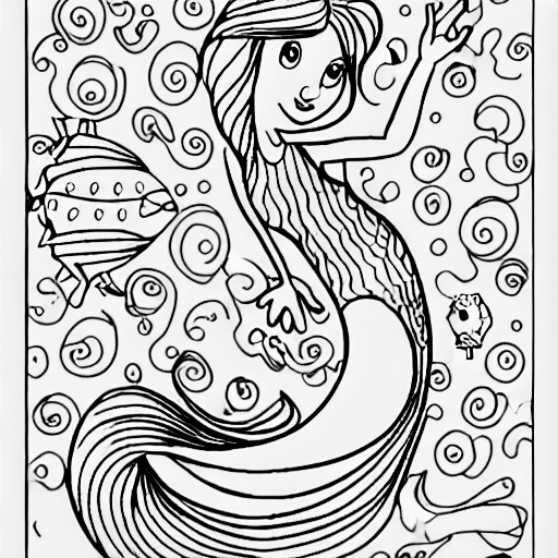 Coloring page of mermaid