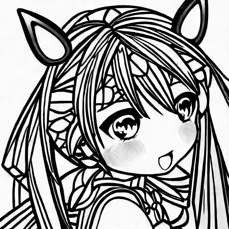 Coloring page of miku