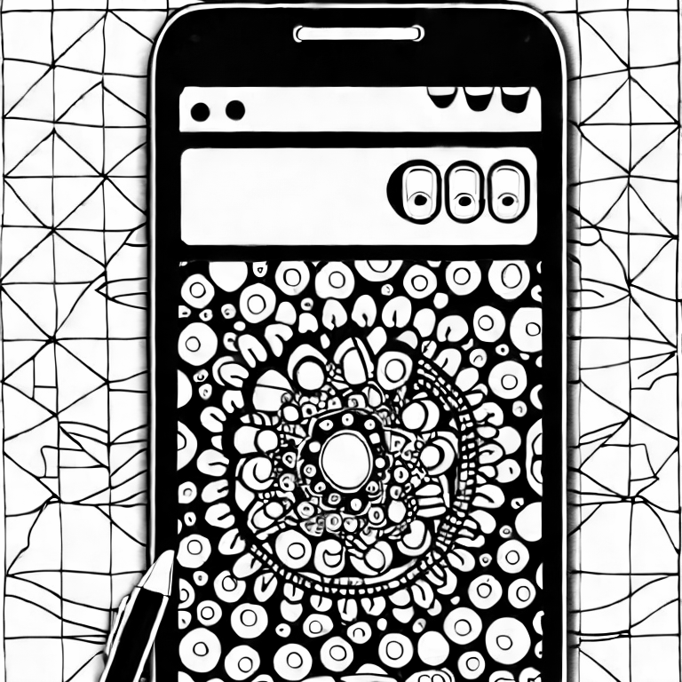 Coloring page of mobile phone