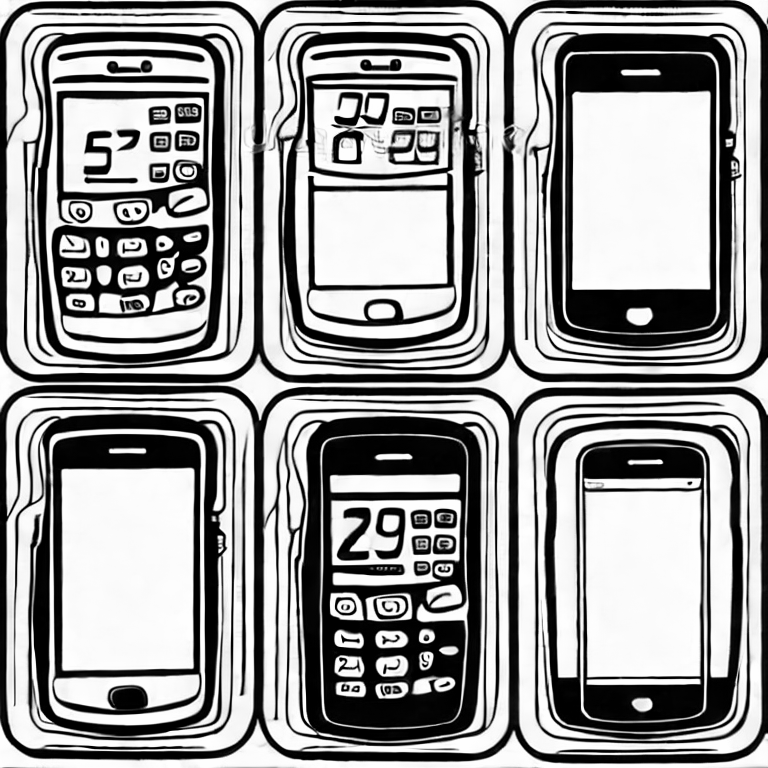 Coloring page of mobile phone