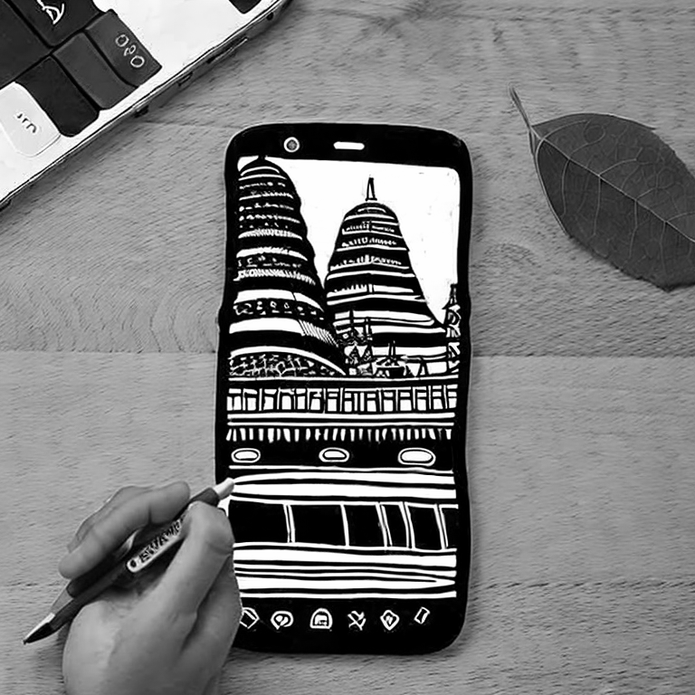Coloring page of mobile phone indonesia