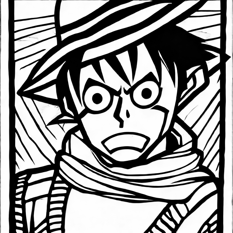 Coloring page of monkey d luffy