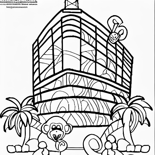 Coloring page of monkey world trade center