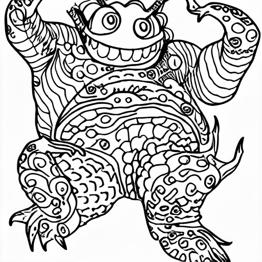 Coloring page of monster pan