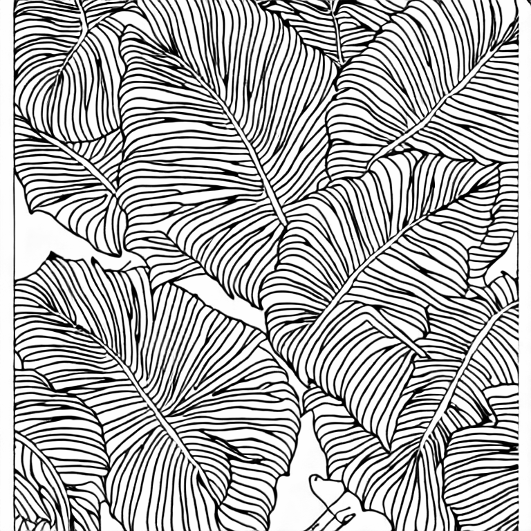 Coloring page of monstera plant