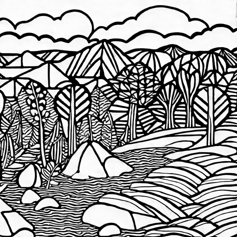 Coloring page of mount of nature