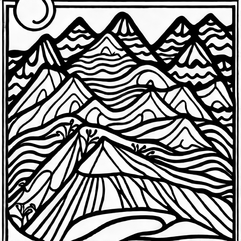 Coloring page of mountain