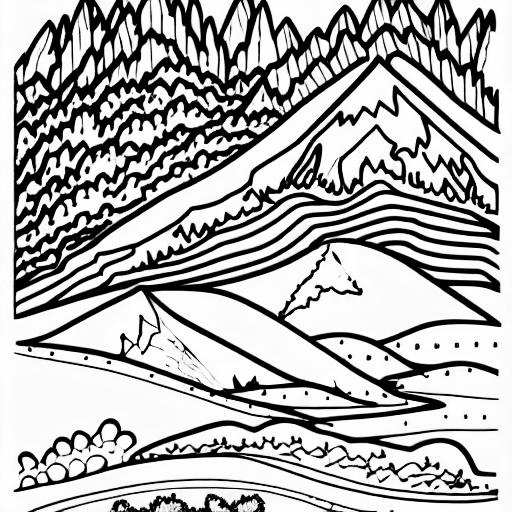 Coloring page of mountains
