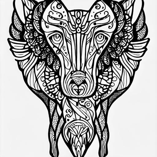 Coloring page of mystical animal