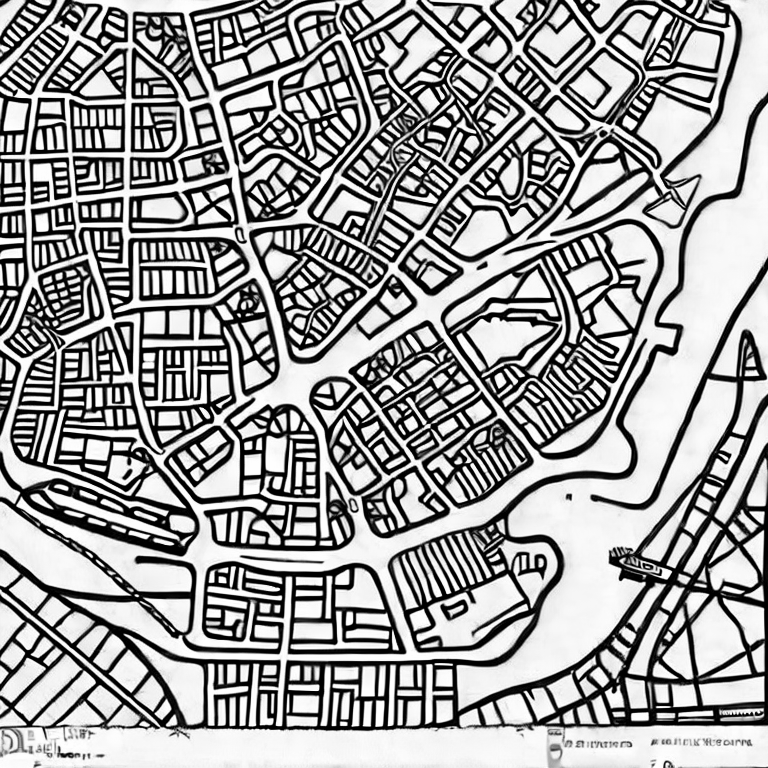 Coloring page of neighborhood map