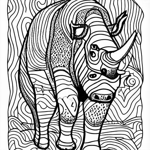 Coloring page of nicholas cage riding a rhinoceros