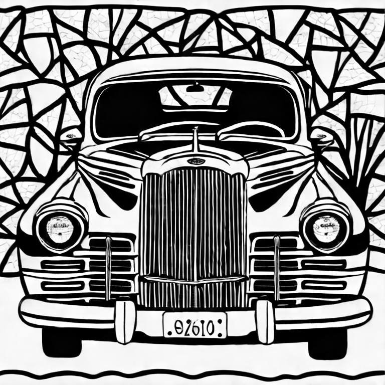 Coloring page of old car