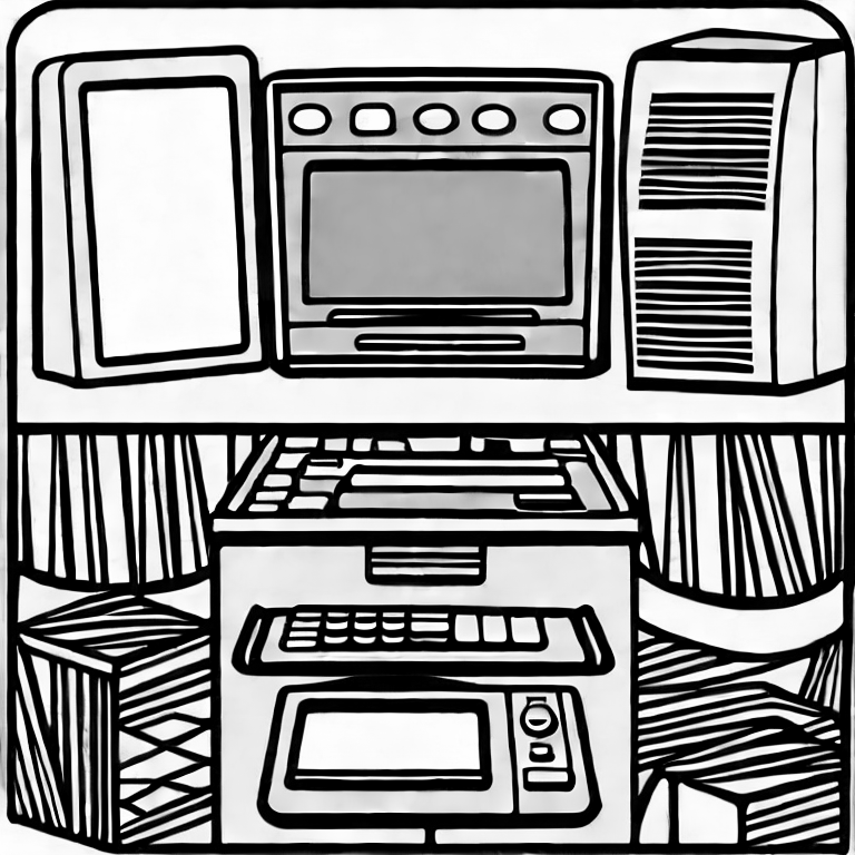 Coloring page of old computer
