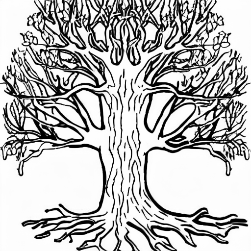 Coloring page of old tree