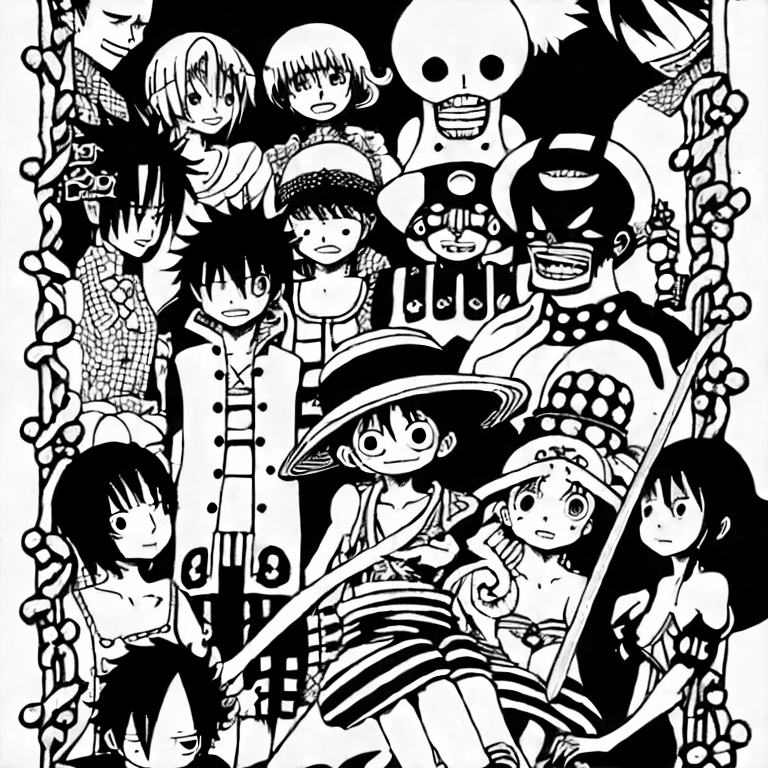 Coloring page of one piece anime