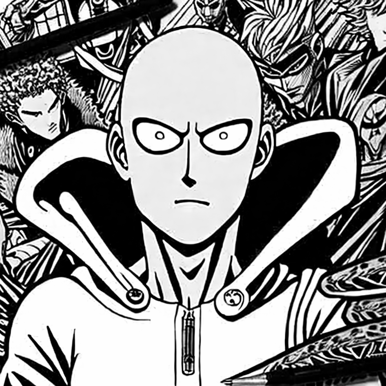 Coloring page of one punch man