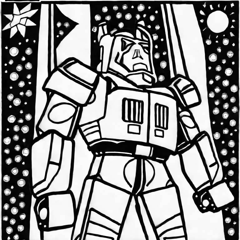 Coloring page of optimus prime fly to the moon