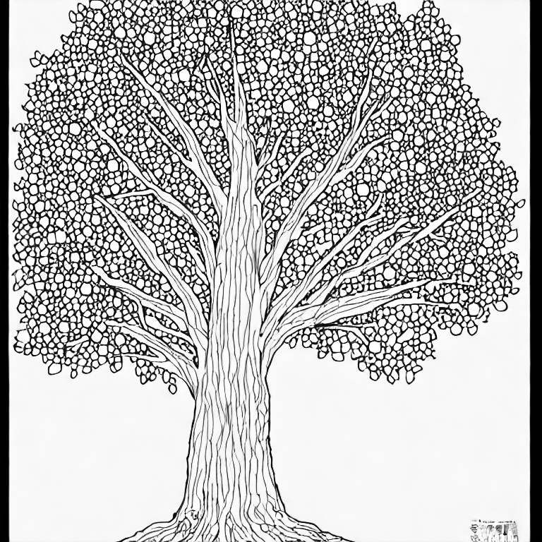 Coloring page of orange tree