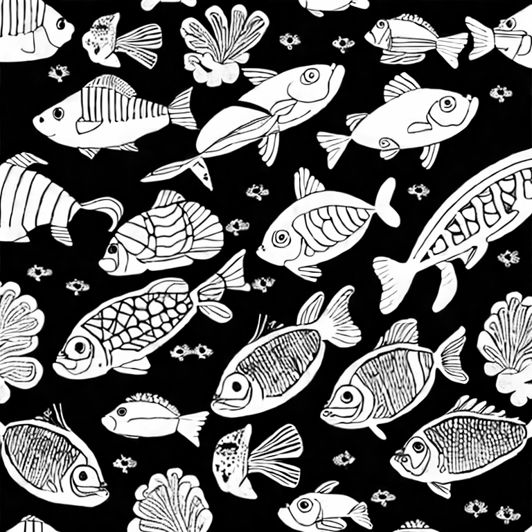 Coloring page of ornamental fishes