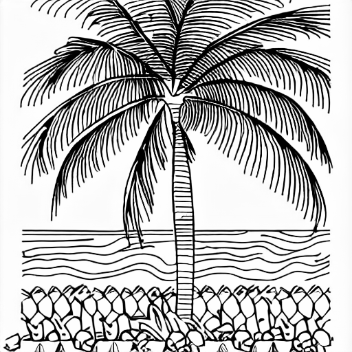 Coloring page of palm tree