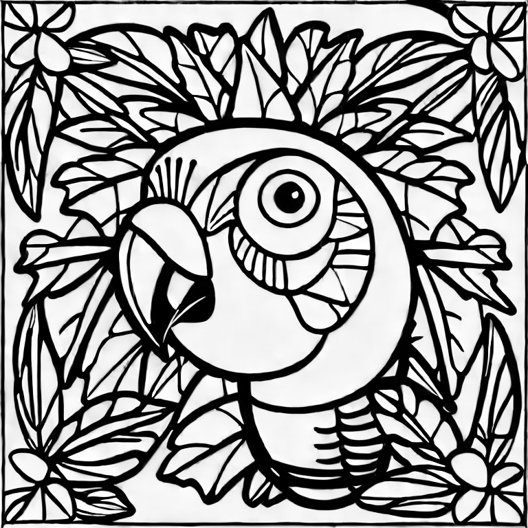 Coloring page of parrot