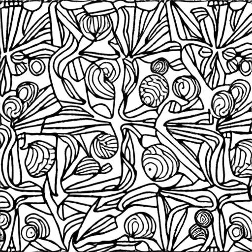 Coloring page of patterns in space