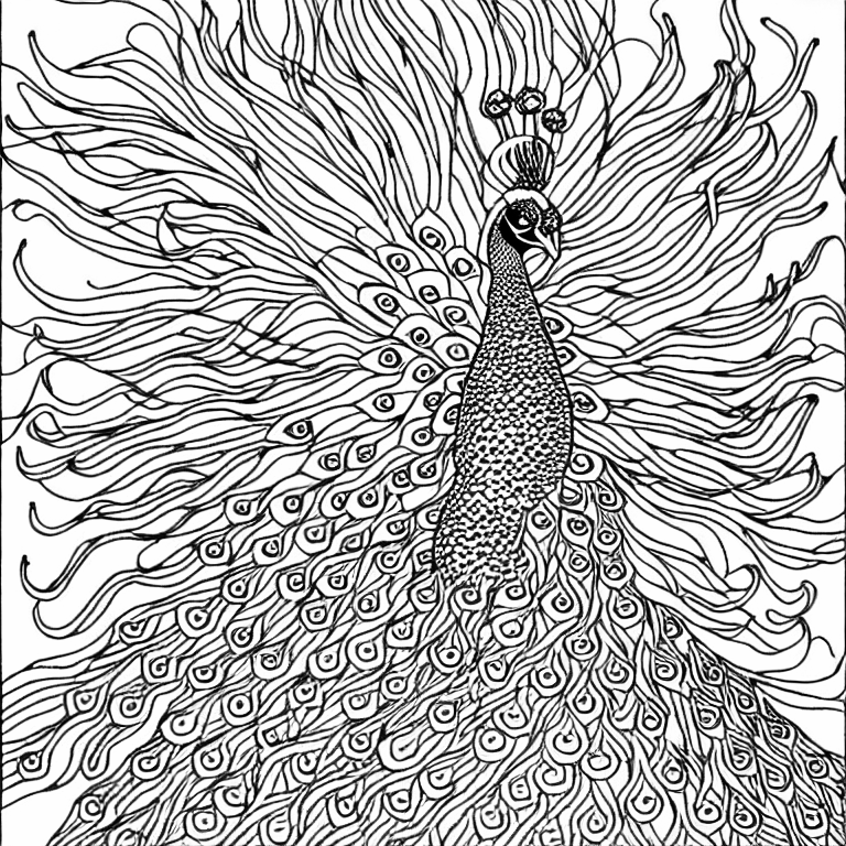 Coloring page of peacock
